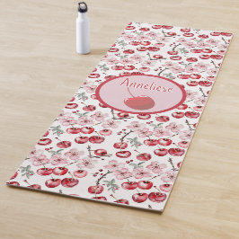 Esterilla De Yoga Nombre Personalizado Acuarela Flor de Cerezo