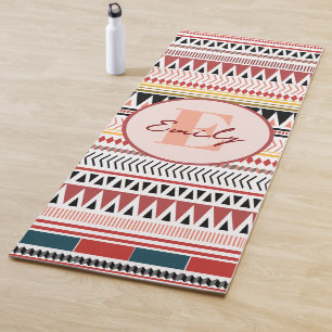 Esterilla De Yoga Nombre personalizado Azteca Elegancia Cálido Patró