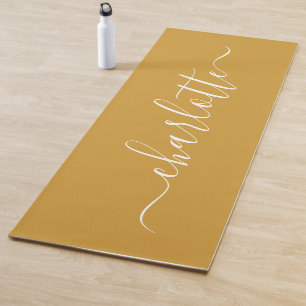 Esterilla De Yoga Nombre Personalizado Chic Caligrafía Amarillo Most