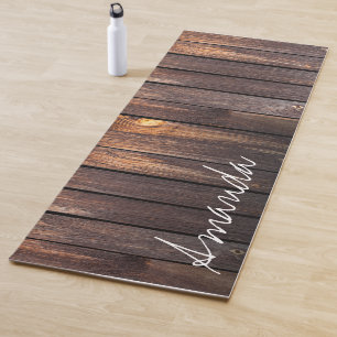Esterilla De Yoga Nombre personalizado de guión de madera de grano m
