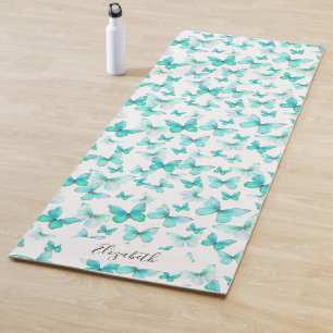 Esterilla De Yoga Nombre personalizado de las mariposas Pastel Verde