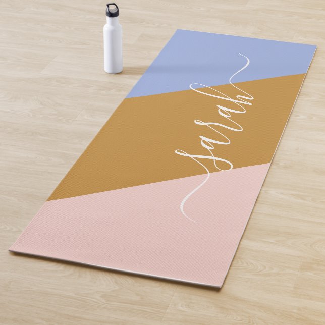 Esterilla De Yoga Nombre personalizado gráfico arco iris retro (In situ)