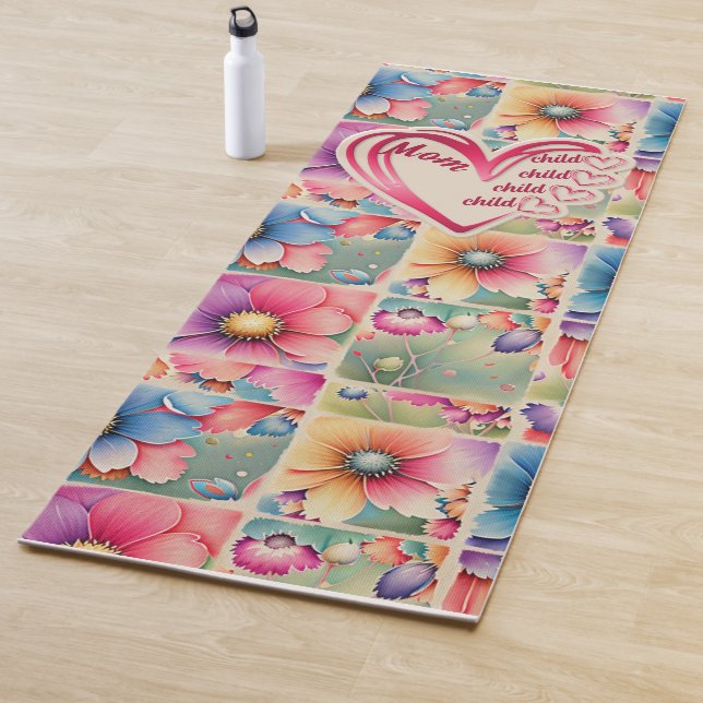 Esterilla De Yoga Nombre Personalizado Mamá Niños Florales Por Toda  (In situ)
