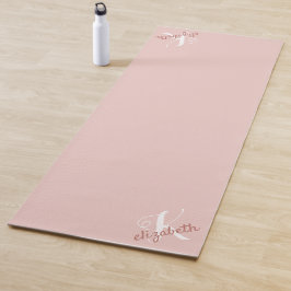 Esterilla De Yoga Nombre personalizado Monograma rosa inicial
