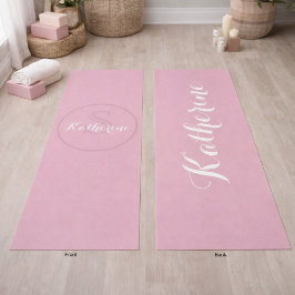 Esterilla De Yoga Nombre Personalizado Monograma Rosa Polvo