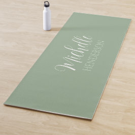 Esterilla De Yoga Nombre Personalizado Monograma Verde Salvia