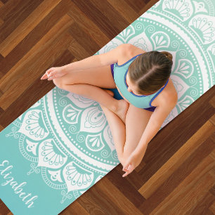 Esterilla De Yoga Nombre Personalizado Om Ejercicio De Mandala Verde