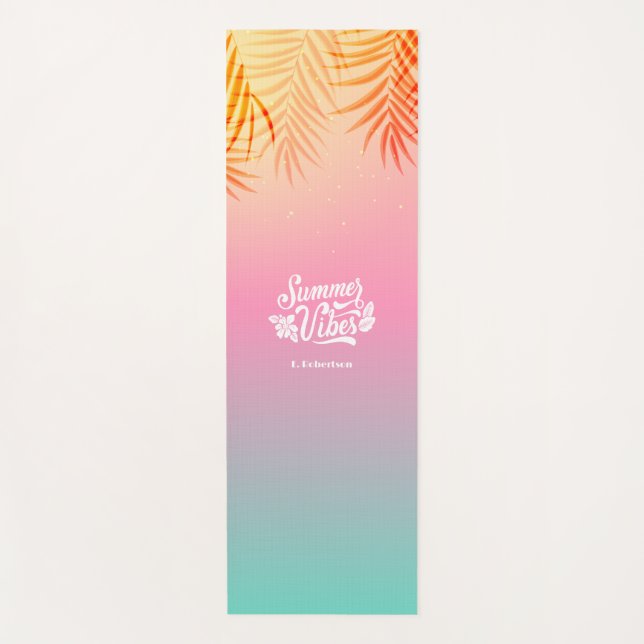 Esterilla De Yoga Nombre personalizado Ombre Tropical Beach Sunset (Anverso)