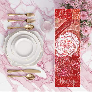 Esterilla De Yoga Nombre personalizado Red Rose Floral Watercolor Ar