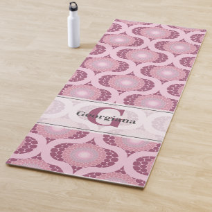 Esterilla De Yoga Nombre personalizado Retro Radiante Dusky Rosa Dot