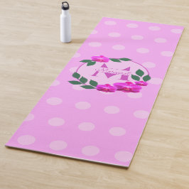 Esterilla De Yoga Nombre personalizado rosa floral vintage inicial