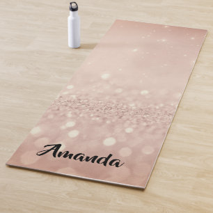 Esterilla De Yoga Nombre personalizado Rosa Gold Purpurina Girly Gif
