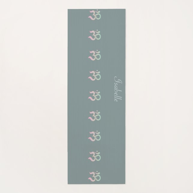 Esterilla De Yoga Nombre personalizado Sage Green Zen Om Pastel (Reverso)