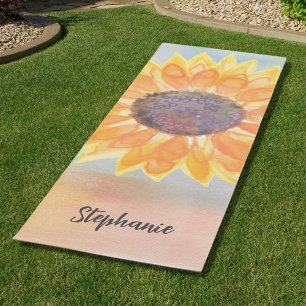 Esterilla De Yoga Nombre personalizado Sunflower acuarela