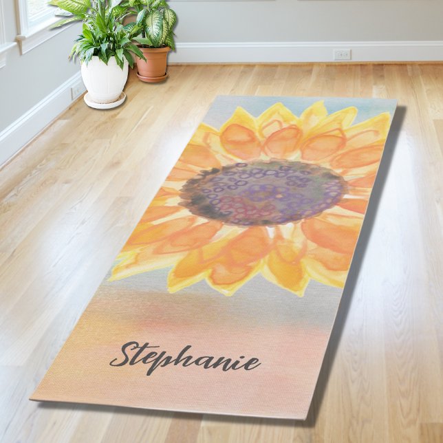 Esterilla De Yoga Nombre personalizado Sunflower acuarela (Subido por el creador)