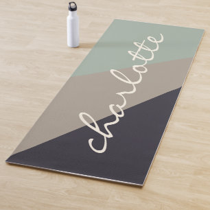 Esterilla De Yoga Nombre personalizado Taupe de sabio geométrico sil