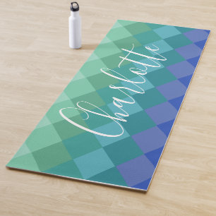 Esterilla De Yoga Nombre Personalizado Vibrante Azul Calm Zen