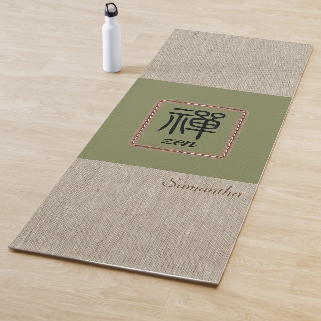 Esterilla De Yoga Nombre personalizado Zen color verde burlap impres (In situ)