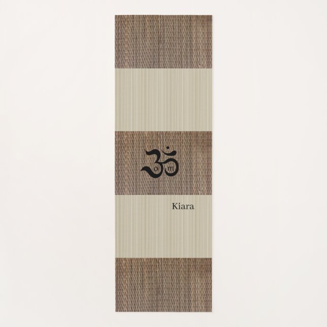 Esterilla De Yoga Nombre personalizado Zen Om Beige Tatami Imprimir  (Anverso)
