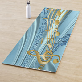 Esterilla De Yoga Notas Musicales azul bebé