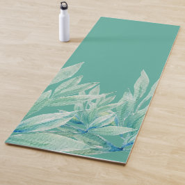 Esterilla De Yoga Océano Verde Azul Moderno Plantas Abstractas Acuar