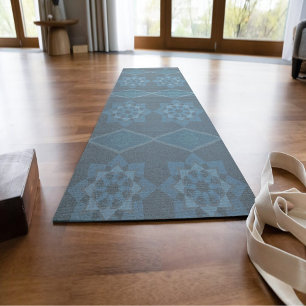 Esterilla De Yoga Octagon floral de hojas turquesas y patrón diagona