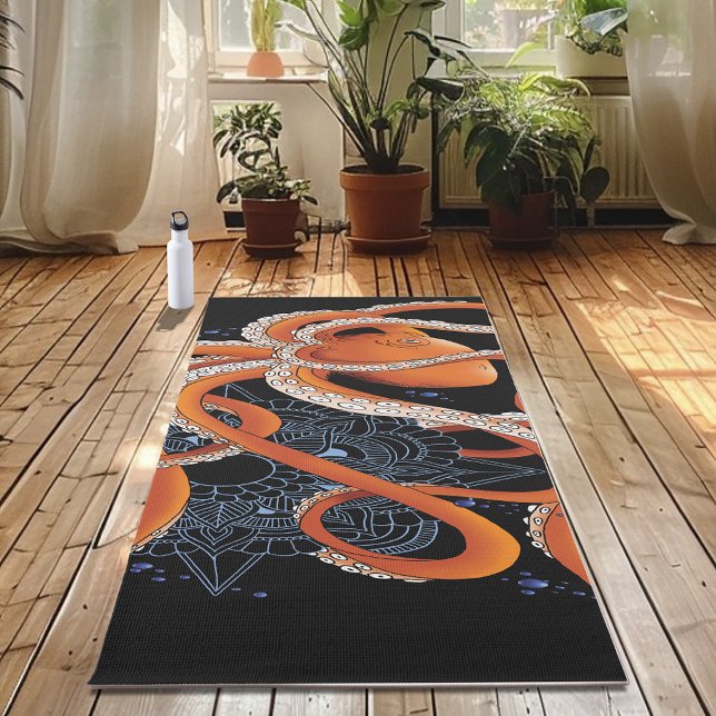 Esterilla De Yoga Octopus Naranja Mandala Blue (Subido por el creador)
