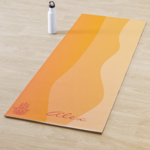 Esterilla De Yoga Olas naranjas Simple Red Hamsa Personalizada