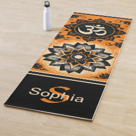 Esterilla De Yoga Om y Mandala en Naranja y negro