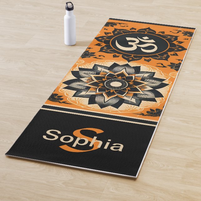 Esterilla De Yoga Om y Mandala en Naranja y negro (In situ)
