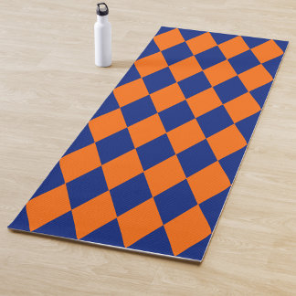 Esterilla De Yoga Orange and Blue Harlequin Checkered Design