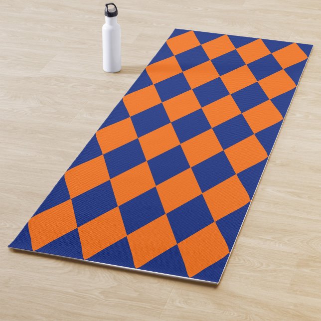 Esterilla De Yoga Orange and Blue Harlequin Checkered Design  (Subido por el creador)