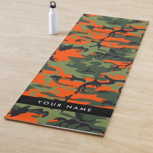 Esterilla De Yoga Orange Camouflage Pattern, Your name, Personalize (In situ)