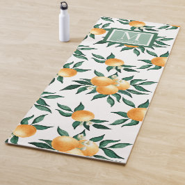 Esterilla De Yoga Orange Citrus Watercolor Monogram Name