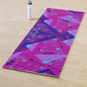 Esterilla De Yoga Origami Chintz (L) Fuchsia Turquoise Blue Magenta