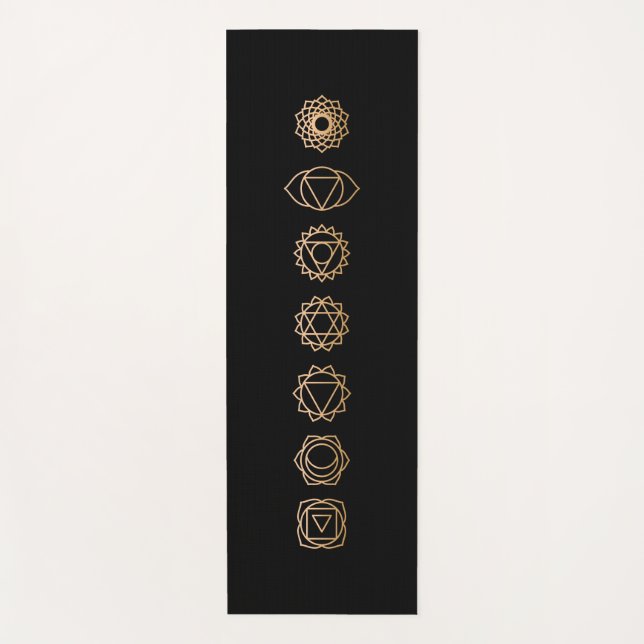 Esterilla De Yoga Oro negro simple 7 Chakras negro (Anverso)