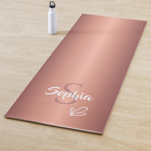 Esterilla De Yoga Oro rosa metal monograma nombre script 