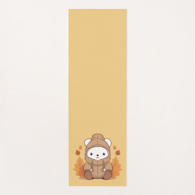 Esterilla De Yoga Oso de Hoodie y hojas de otoño (Anverso)