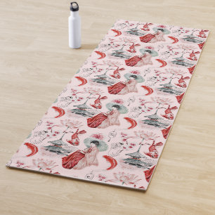 Esterilla De Yoga Pagoda Chica japonesa Koi Rosa Rojo