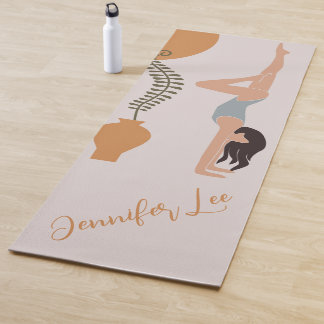 Esterilla De Yoga Painted Young Woman And Plant Personalized