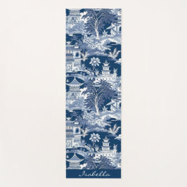 Esterilla De Yoga Paisaje de estilo asiático Chinoiserie Blanco azul
