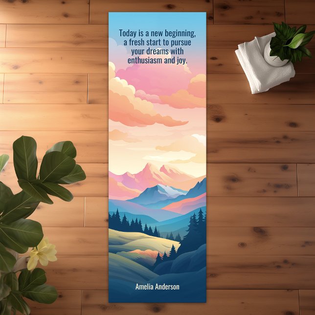 Esterilla De Yoga Paisaje Montañismo Peacfeul Amanecer Rosa (Mountains Landscape Peacfeul Pink Sunrise Yoga Mat)