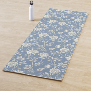 Esterilla De Yoga Pájaros Florales Crema Azul