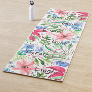 Esterilla De Yoga Palabras Inspiradoras Acuarela Floral