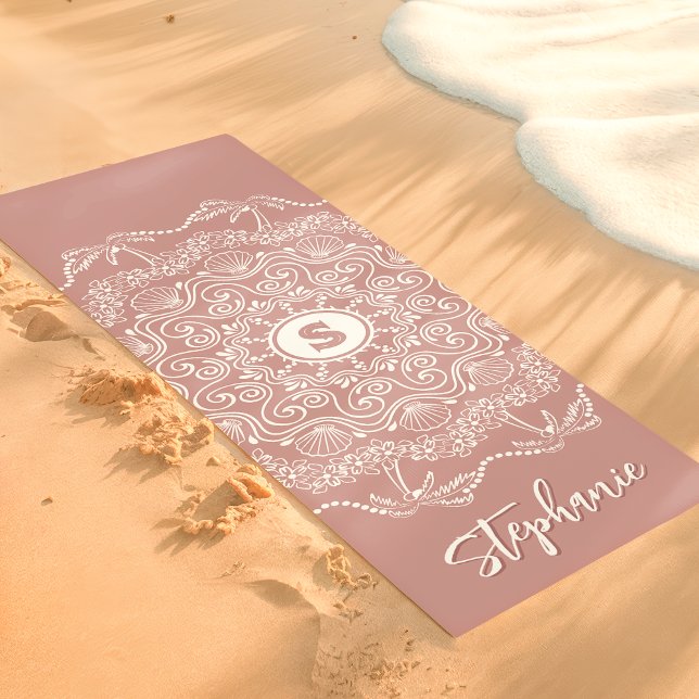 Esterilla De Yoga Palm Tree Seashell Mandala Monogram Mauve Beach (Subido por el creador)