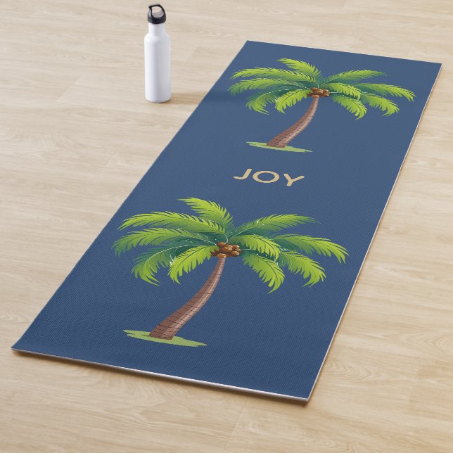 Esterilla De Yoga Palmeras botánicas modernas en azul personalizadas (In situ)