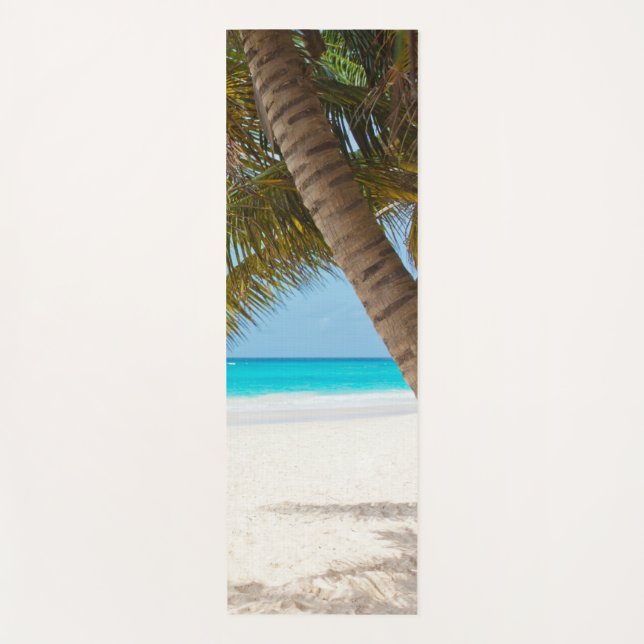 Esterilla De Yoga Palmeras de arena azul cielo Fitness Plantilla ele (Anverso)