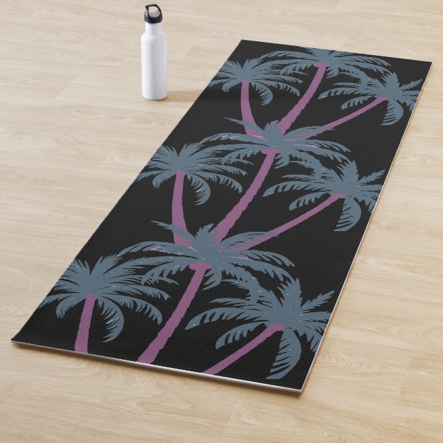 Esterilla De Yoga Palmeras modernas sobre negro (In situ)
