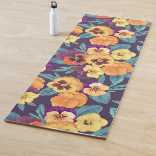 Esterilla De Yoga Pansies en violeta de ciruela