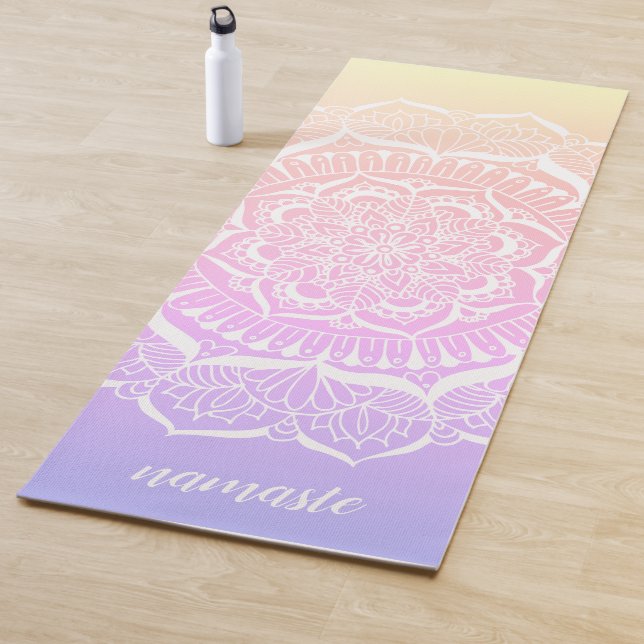 Esterilla De Yoga Pastel Ombre Gradient Namaste Mandala (In situ)
